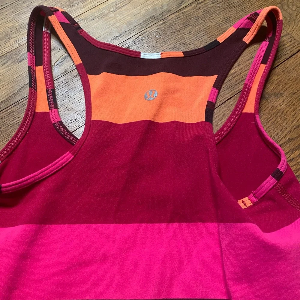 Lululemon Striped Racerback Tank Top – Pink Red Orange – Small (Estimated) - Picture 6 of 7